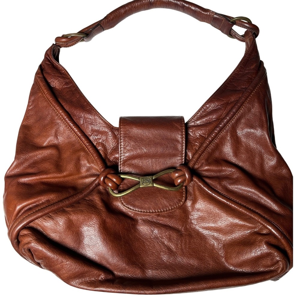 Designer Brown Leather Hobo Shoulder Bag
